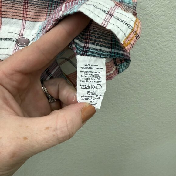 Prana Hartman Plaid Pearl Snap Organic Cotton Shirt M1HART113 Mens size Large - Picture 4 of 8